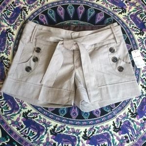 NWT HeartSoul sz 0, tan/brown pin striped shorts
